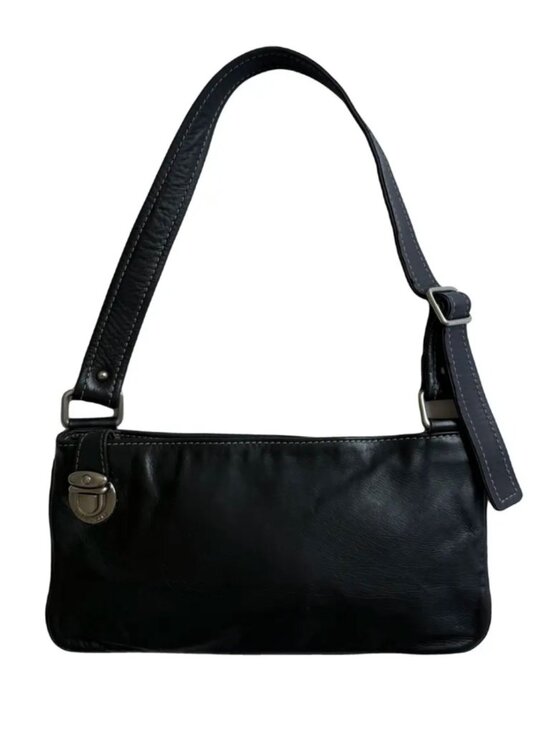 Vintage Y2K Marc Jacobs Black Leather Shoulder Bag Rare Baguette Purse